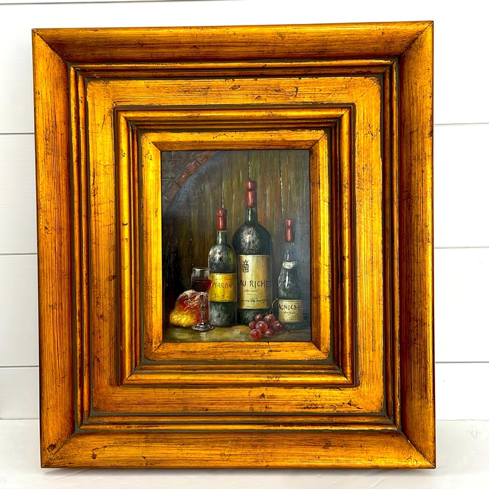 20” x 18” Framed 8” x 10” Painting Art Still Life Wine by R. James